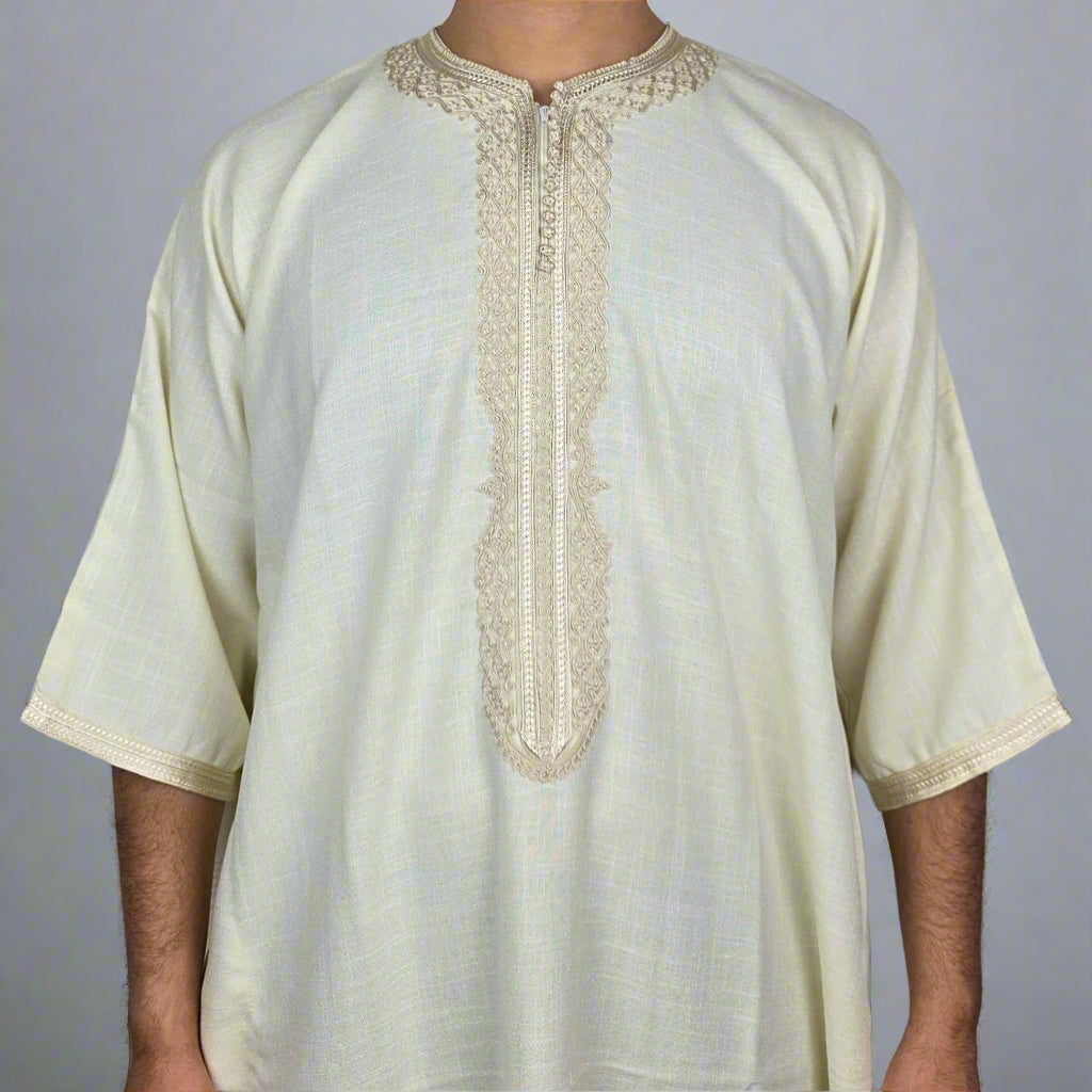 Premium Cotton Zip Gandoura | Moroccan Thobe