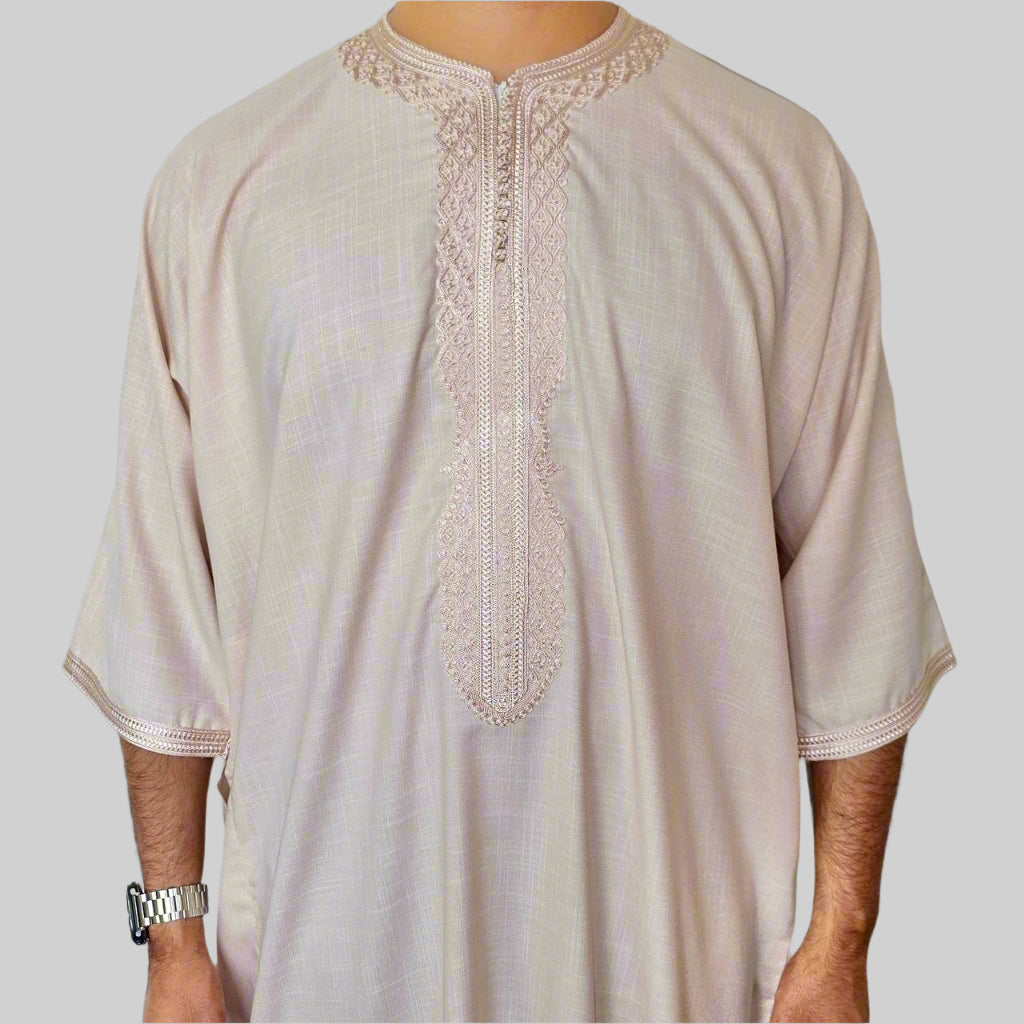 Premium Cotton Zip Gandoura | Moroccan Thobe