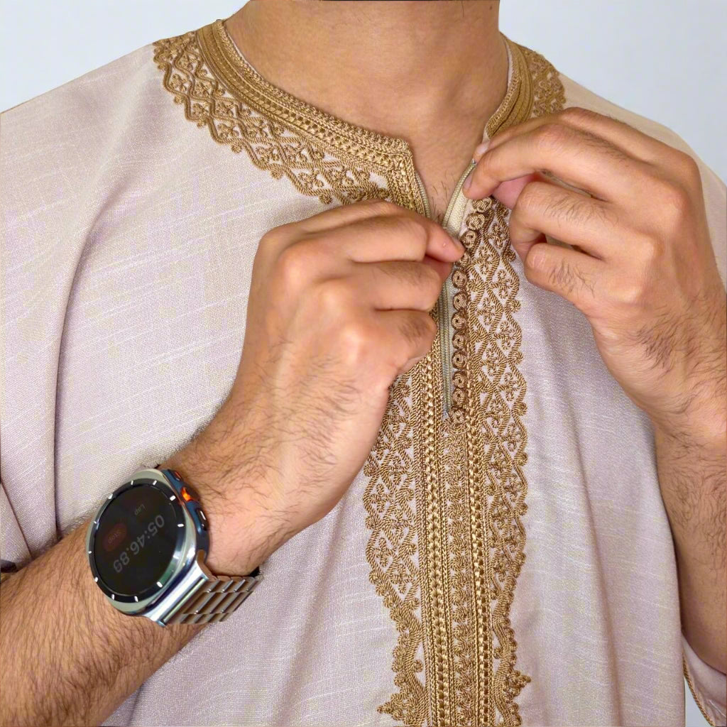 Premium Cotton Zip Gandoura | Moroccan Thobe