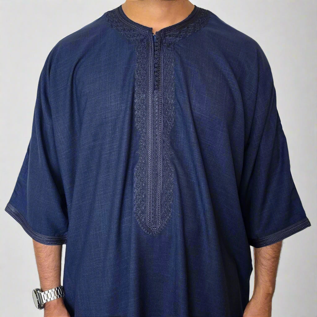 Premium Cotton Zip Gandoura | Moroccan Thobe
