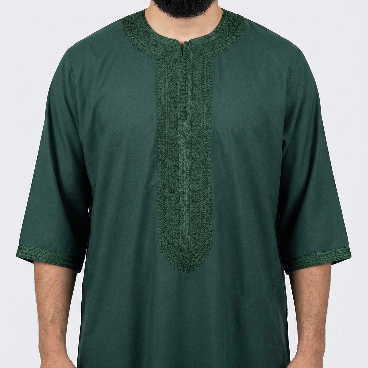 Men’s Moroccan Gandoura Thobe with Zip & Two Pockets