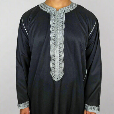 Premium Moroccan Kaftan - Mens Long Sleeve Zip Moroccan Thobe