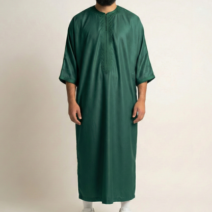 Emerald Green Premium Zip Moroccan Gandoura