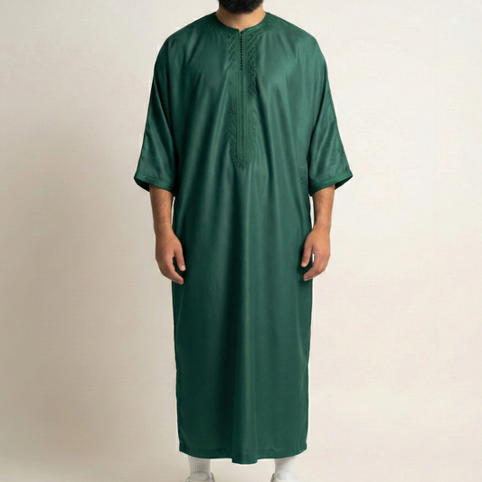 Emerald Green Premium Zip Moroccan Gandoura