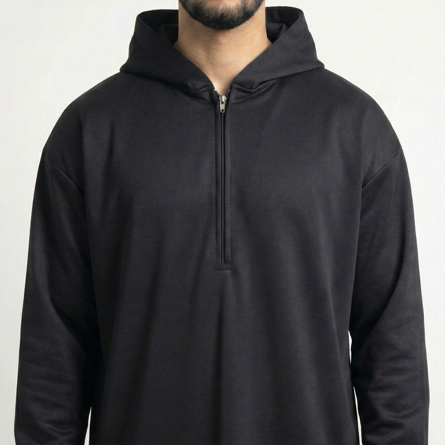 Black hooded thobe with zip