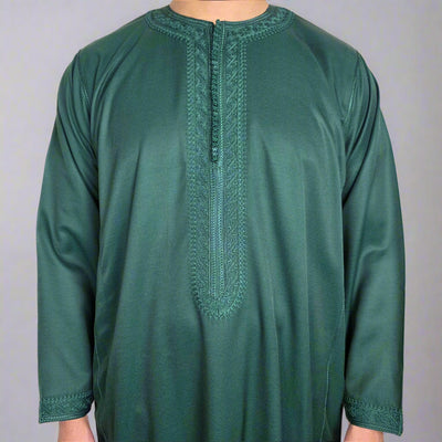 Premium Moroccan Kaftan - Mens Long Sleeve Zip Moroccan Thobe