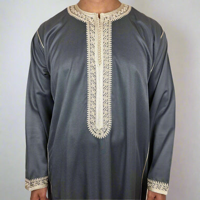 Premium Moroccan Kaftan - Mens Long Sleeve Zip Moroccan Thobe