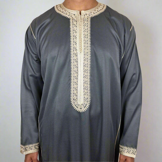 Premium Kaftan | Long Sleeve Zip Moroccan Thobe