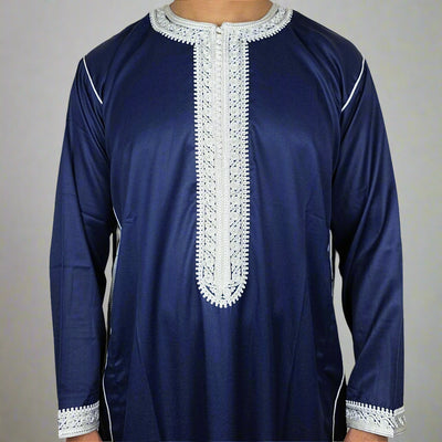 Premium Moroccan Kaftan - Mens Long Sleeve Zip Moroccan Thobe