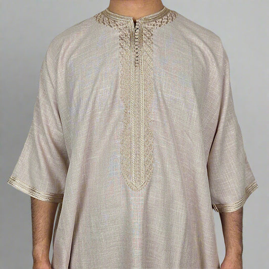 Premium Cotton Zip Gandoura | Moroccan Thobe