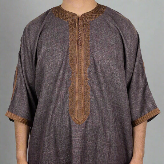 Men’s Cotton Moroccan Gandoura Thobe with Zip