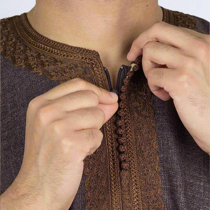 Men’s Cotton Moroccan Gandoura Thobe with Zip