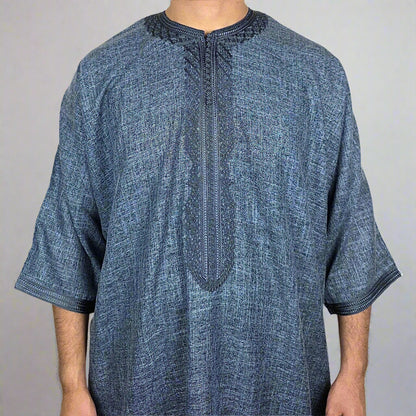 Men’s Cotton Moroccan Gandoura Thobe with Zip