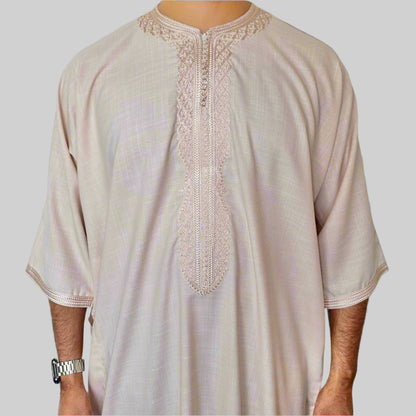 Premium Cotton Zip Gandoura | Moroccan Thobe