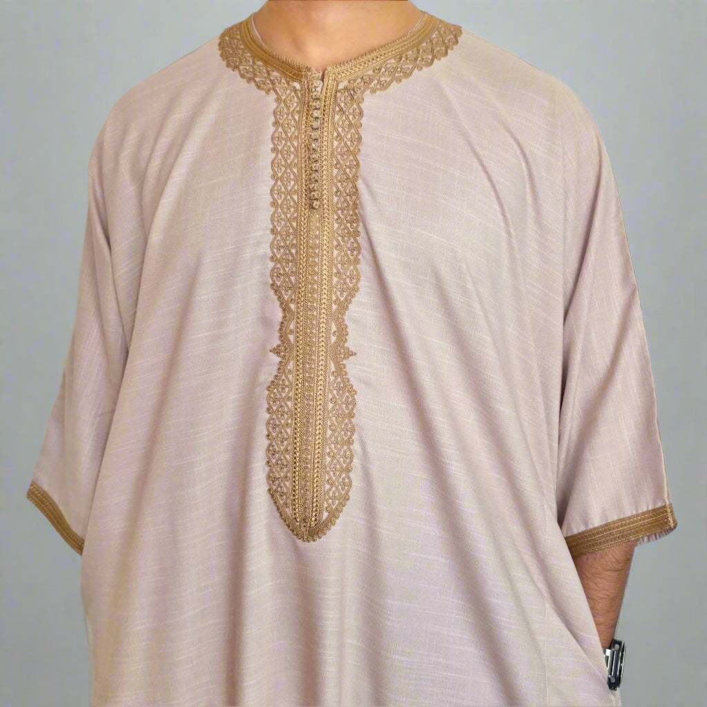 Premium Cotton Zip Gandoura | Moroccan Thobe