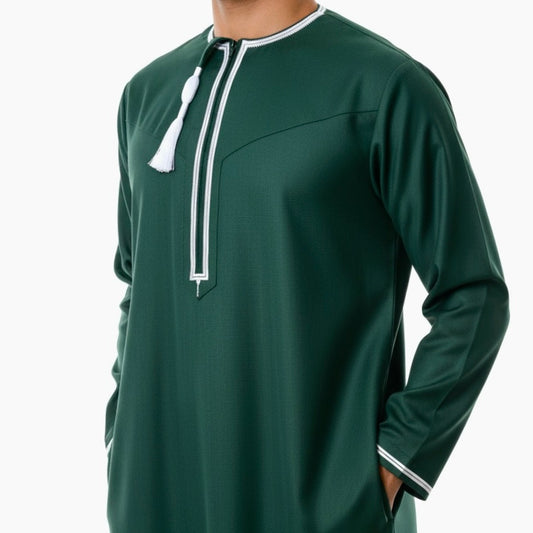 Premium Omani Thobe with Zip & Detachable Tassel