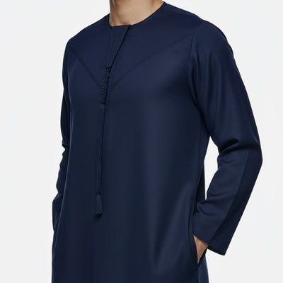 Premium Emirati Thobe Kandura with Zip & Detachable Tarboush Tassel