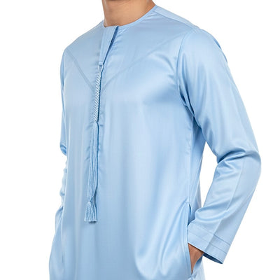 Premium Emirati Thobe Kandura with Zip & Detachable Tarboush Tassel