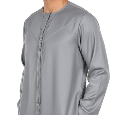 Premium Emirati Thobe Kandura with Zip & Detachable Tarboush Tassel