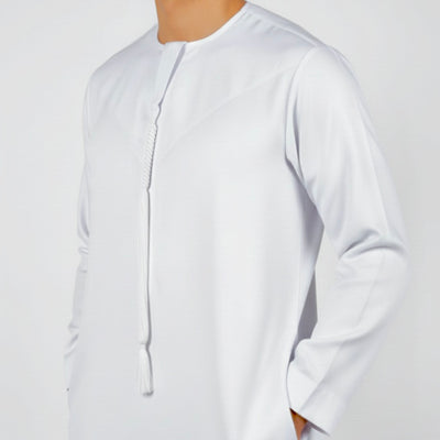 Premium Emirati Thobe Kandura with Zip & Detachable Tarboush Tassel