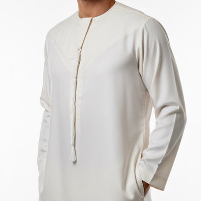 Premium Emirati Thobe Kandura with Zip & Detachable Tarboush Tassel