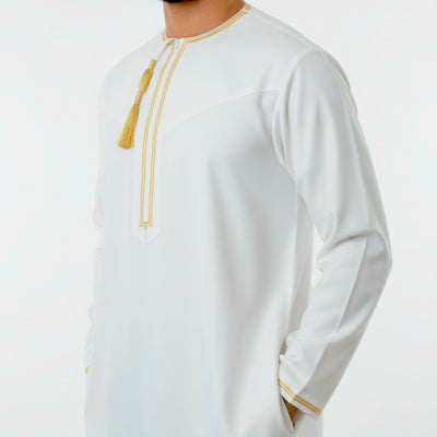Premium Omani Thobe with Zip & Detachable Tassel