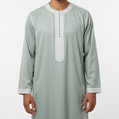 Premium Moroccan Kaftan - Mens Long Sleeve Zip Moroccan Thobe