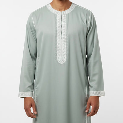 Premium Moroccan Kaftan - Mens Long Sleeve Zip Moroccan Thobe