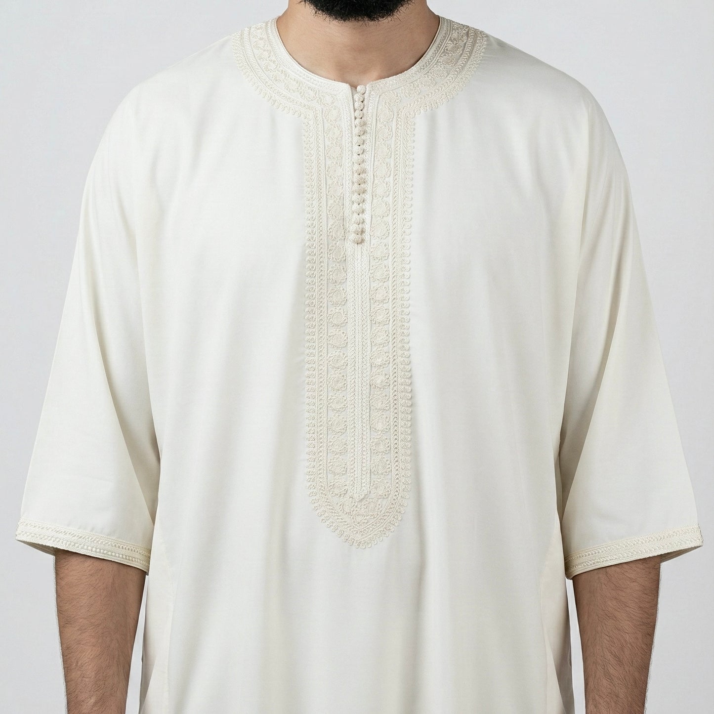 Men’s Moroccan Gandoura Thobe with Zip & Two Pockets