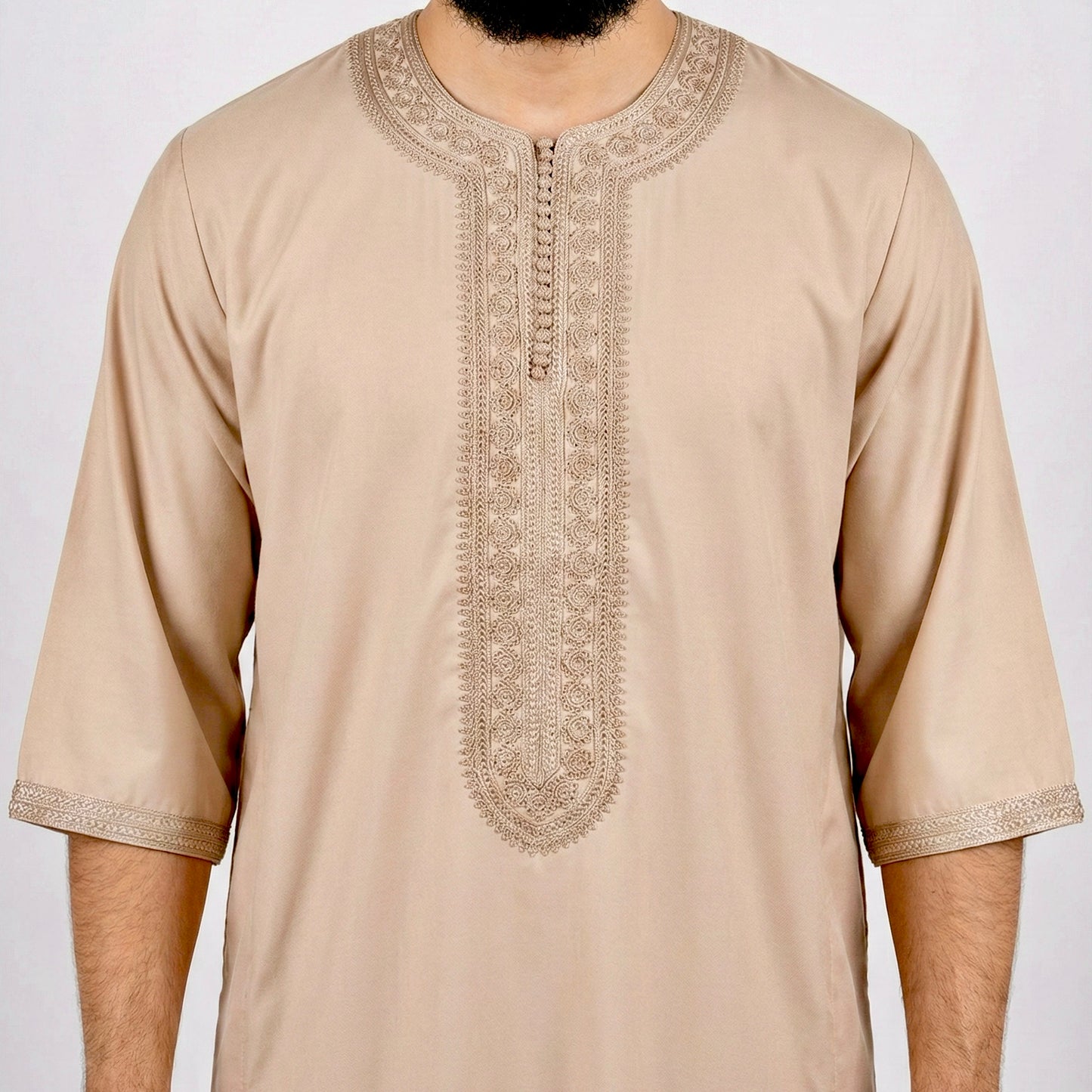 Men’s Moroccan Gandoura Thobe with Zip & Two Pockets