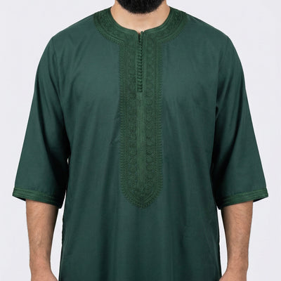 Men’s Moroccan Gandoura Thobe with Zip & Two Pockets