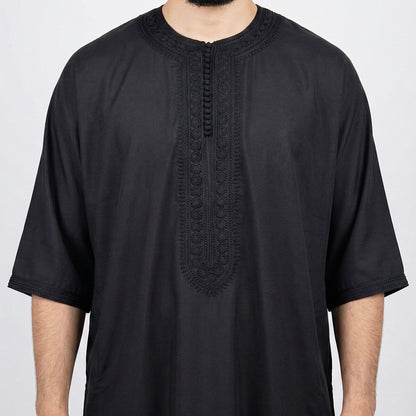 Men’s Moroccan Gandoura Thobe with Zip & Two Pockets