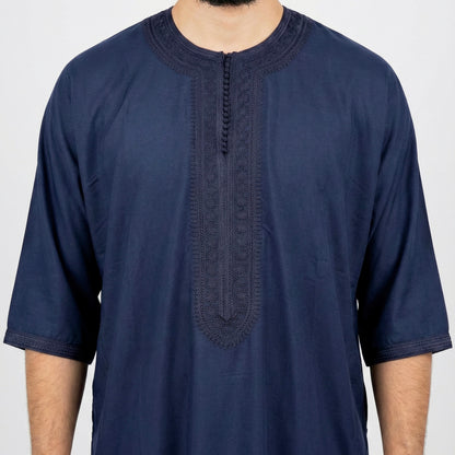 Men’s Moroccan Gandoura Thobe with Zip & Two Pockets