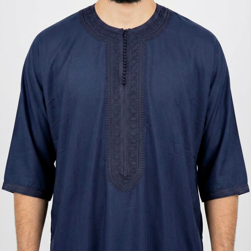 Men’s Moroccan Gandoura Thobe with Zip & Two Pockets