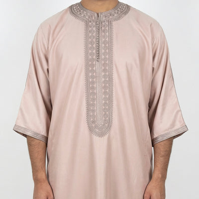 Men’s Moroccan Gandoura Thobe with Zip & Two Pockets