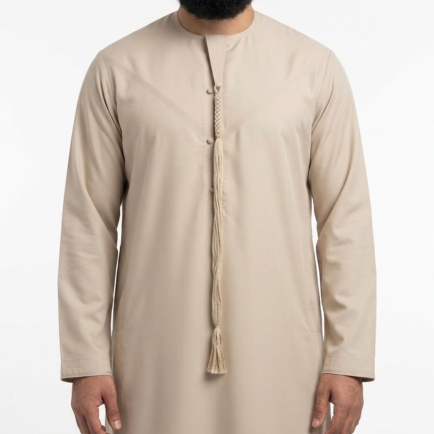 Men’s Emirati Thobe with Removable Tassel & Zip
