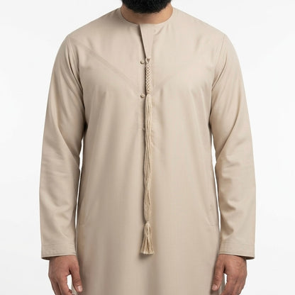 Men’s Emirati Thobe with Removable Tassel & Zip