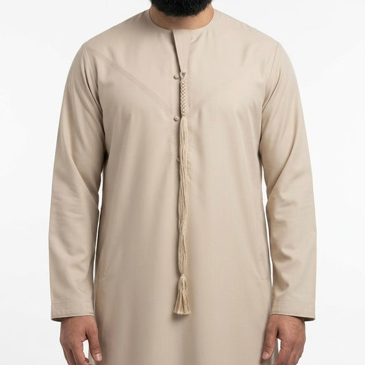 Men’s Emirati Thobe with Removable Tassel & Zip