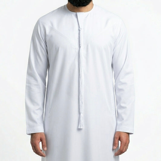 Men’s Emirati Thobe with Removable Tassel & Zip