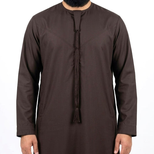 Men’s Emirati Thobe with Removable Tassel & Zip