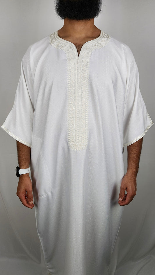 Premium Cotton Gandoura | "Pearl White"