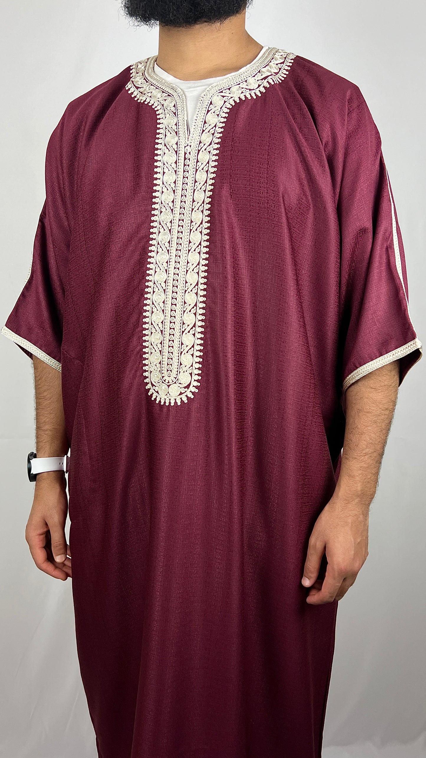 Premium Cotton Gandoura | "Deep Crimson"