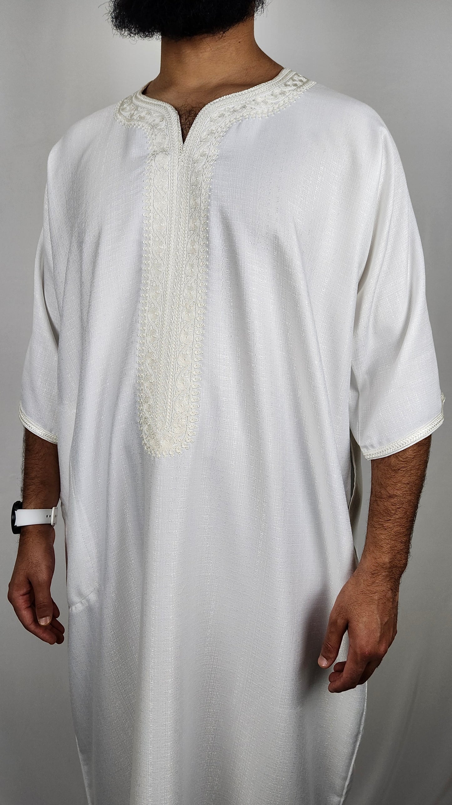 Premium Cotton Gandoura | "Pearl White"