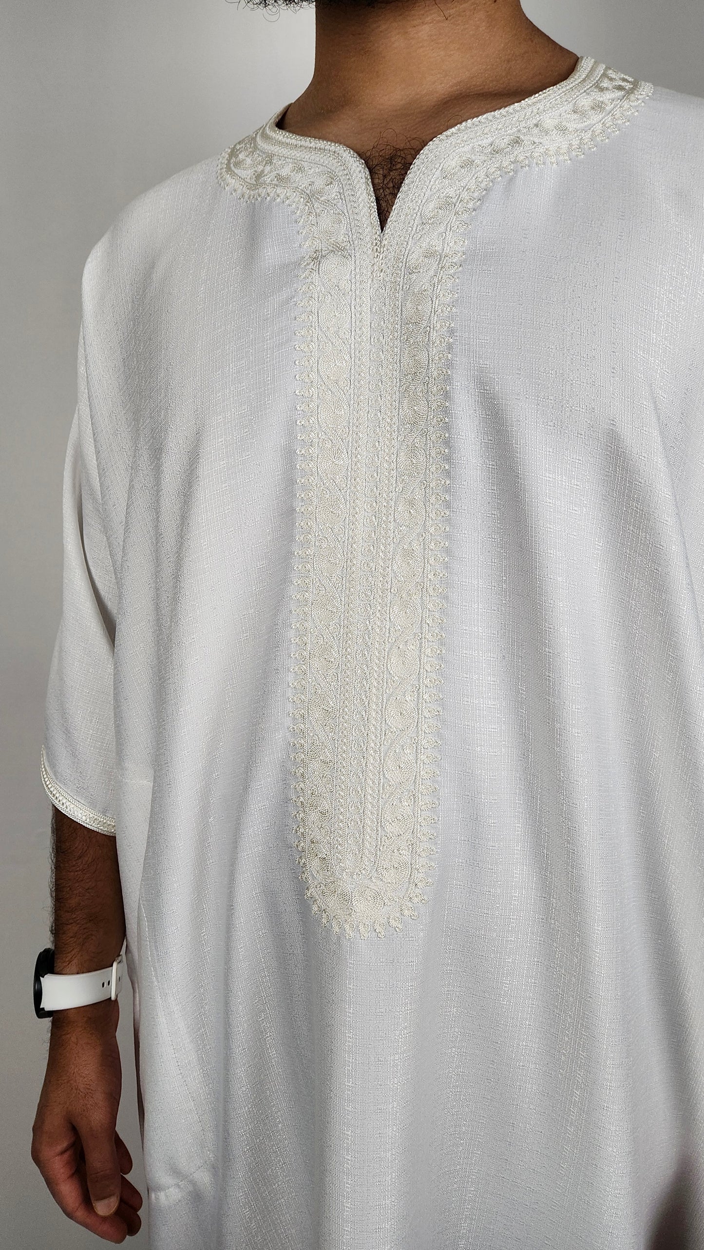 Premium Cotton Gandoura | "Pearl White"