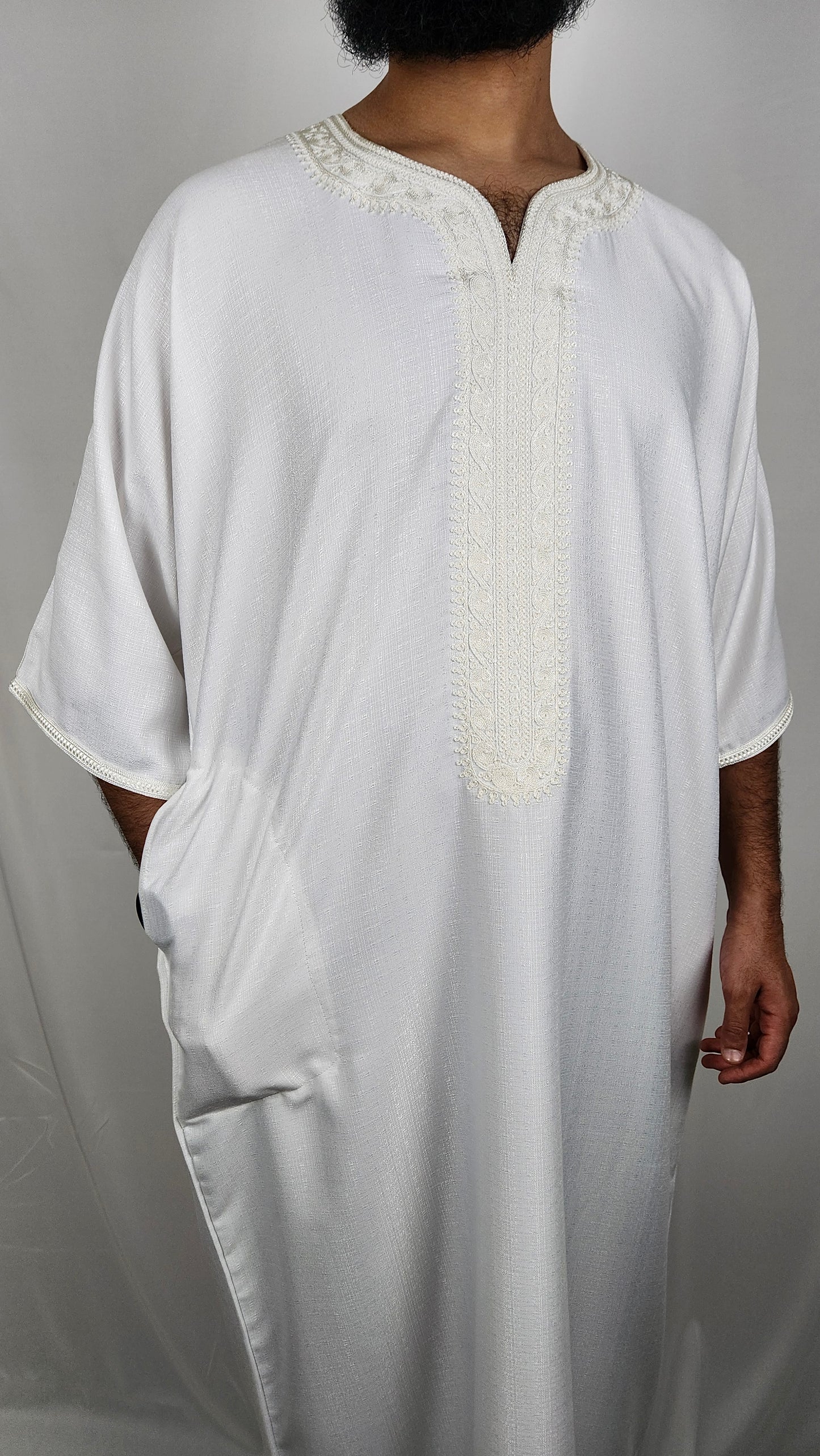 Premium Cotton Gandoura | "Pearl White"