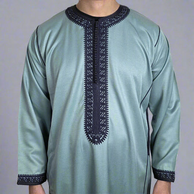 Premium Moroccan Kaftan - Mens Long Sleeve Zip Moroccan Thobe