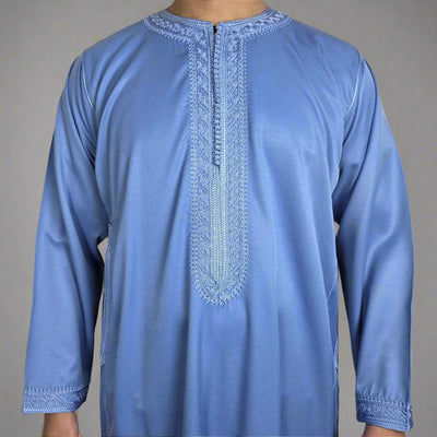 Premium Moroccan Kaftan - Mens Long Sleeve Zip Moroccan Thobe