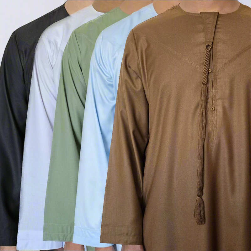 Premium Emirati Thobe Kandura with Zip & Detachable Tarboush Tassel