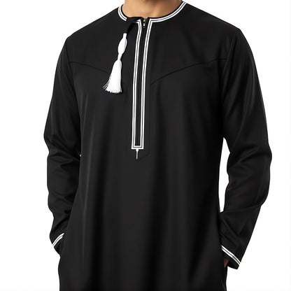 Premium Omani Thobe with Zip & Detachable Tassel