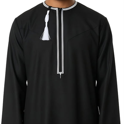 Premium Omani Thobe with Zip & Detachable Tassel